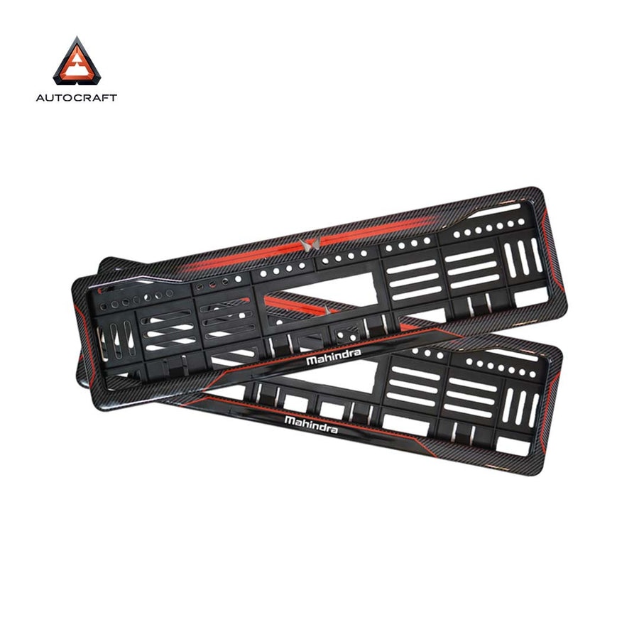Car Number Plate Gel Frame - Mahindra - Red Dash