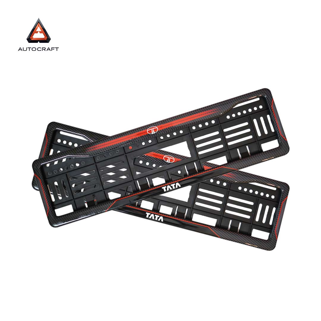Car Number Plate Gel Frame - TATA - Red Dash HSRP number plate gel frame view 1