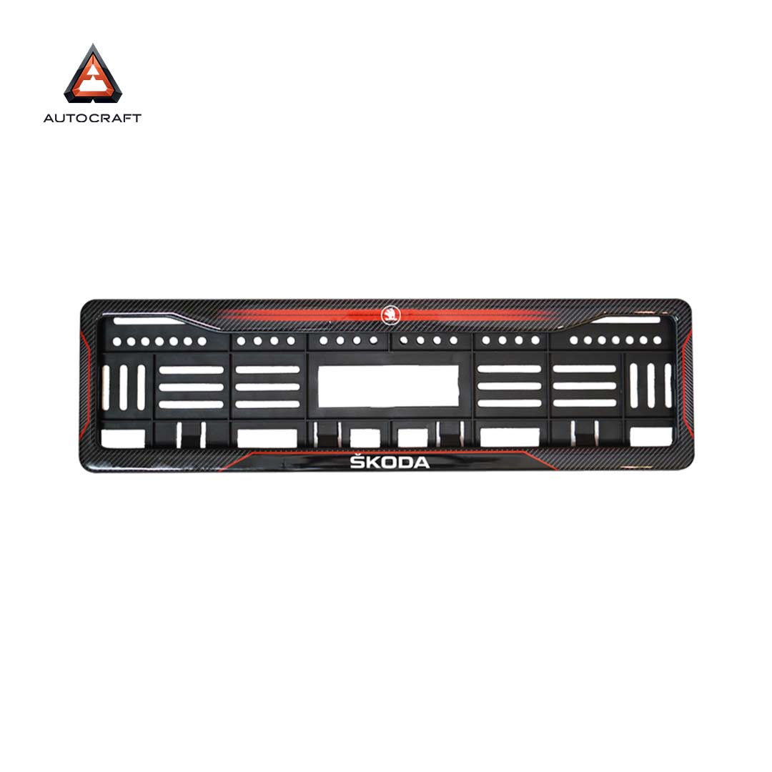 Car Number Plate Gel Frame - Skoda - Red Dash