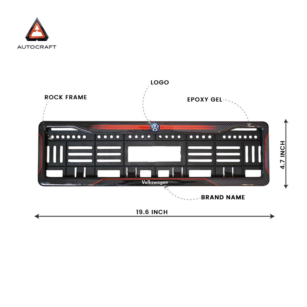 Car Number Plate Gel Frame - Volkswagen - Red Dash