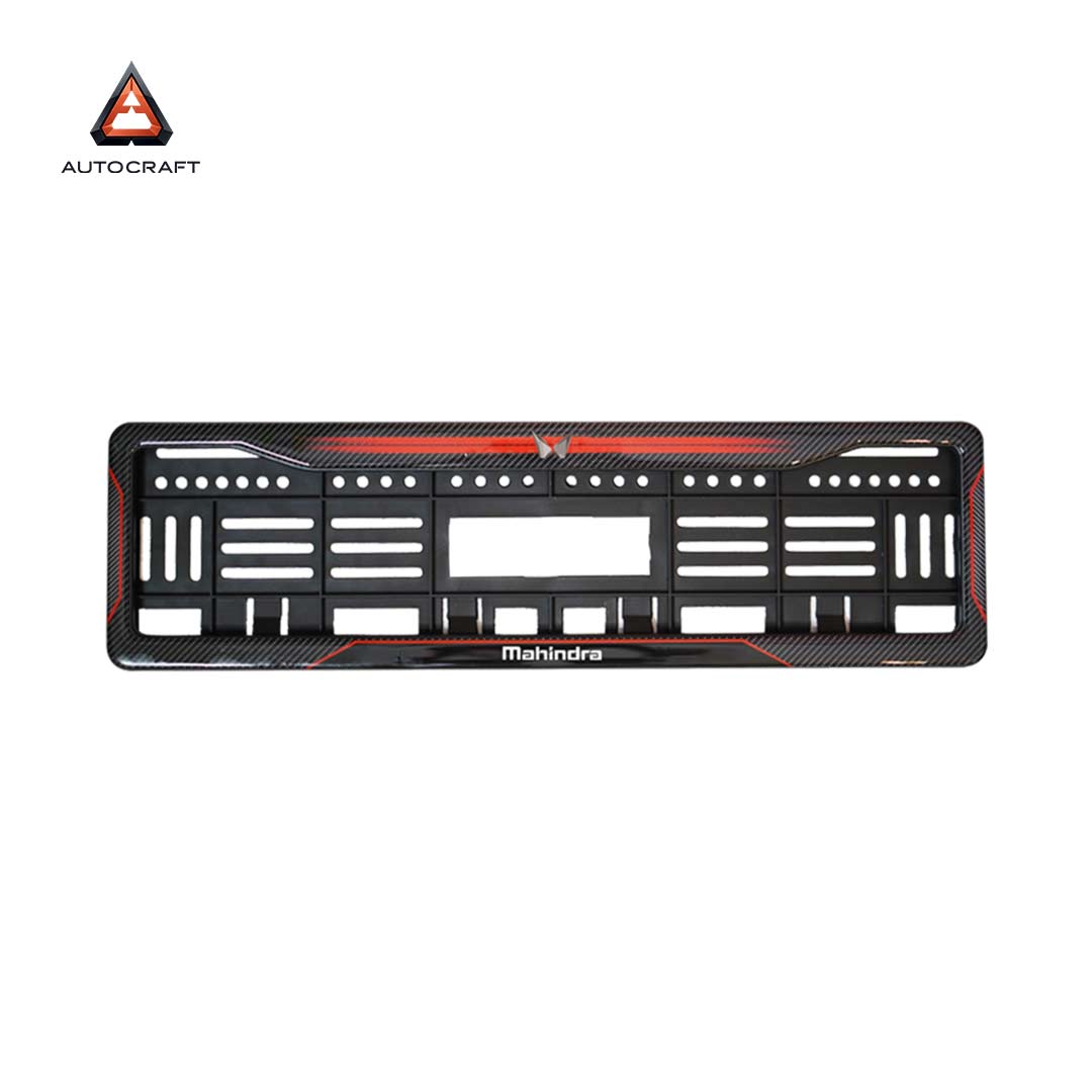 Car Number Plate Gel Frame - Mahindra - Red Dash