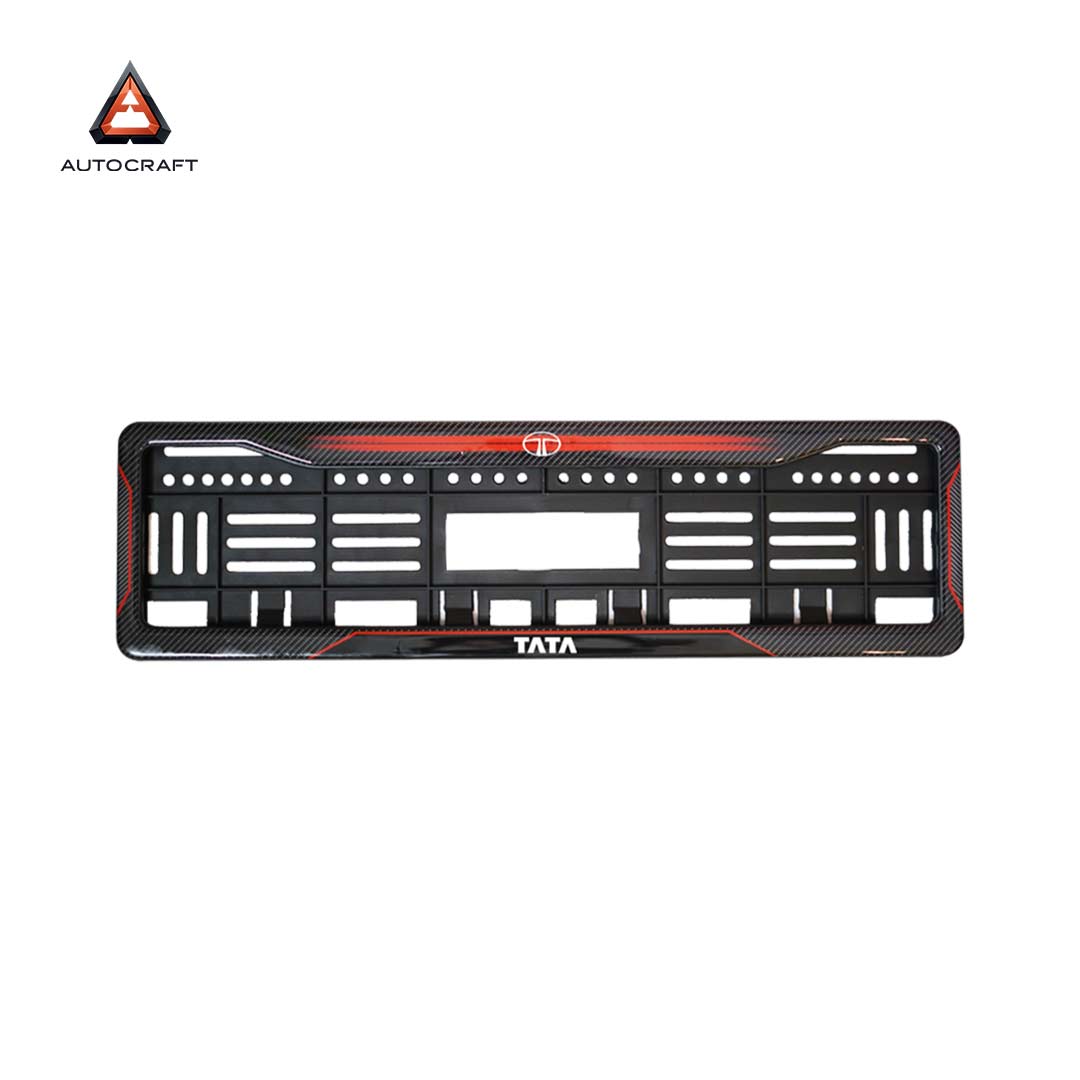 Car Number Plate Gel Frame - TATA - Red Dash HSRP number plate gel frame view 3