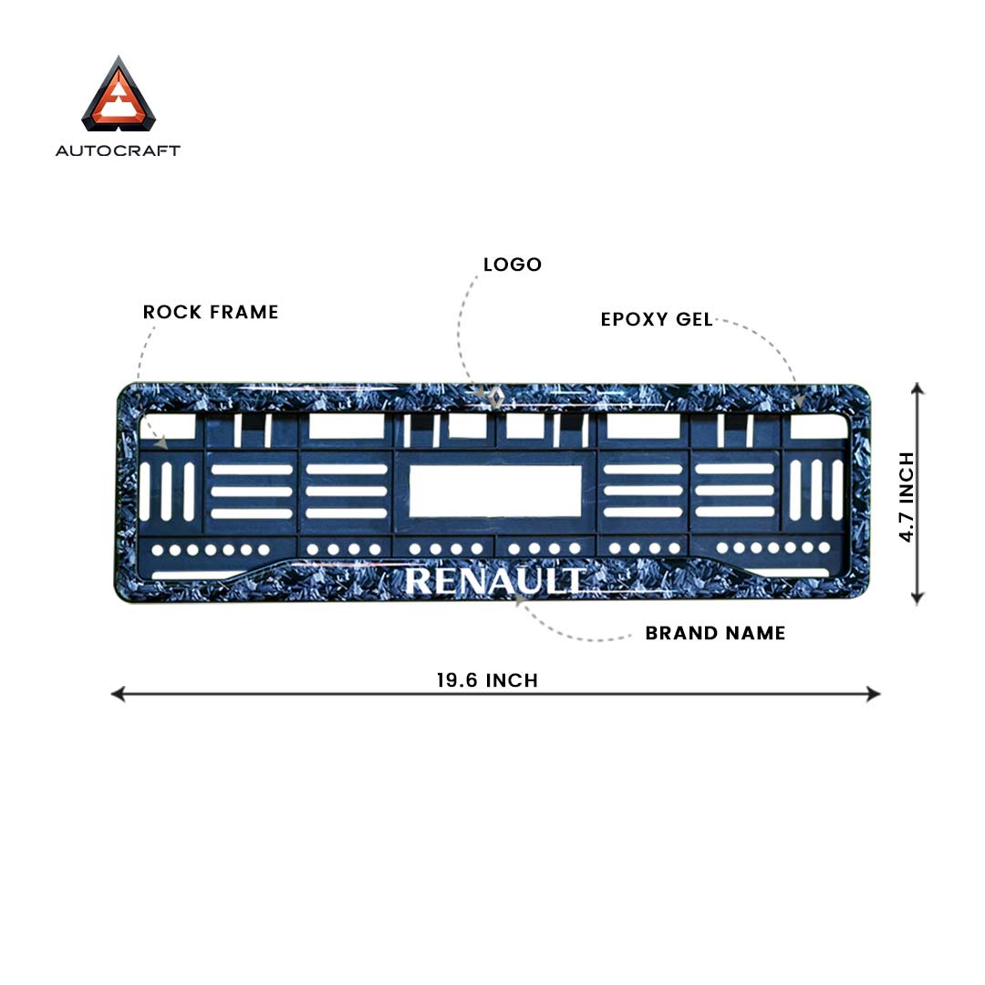 Car Number Plate Gel Frame - Renault - Forged Carbon