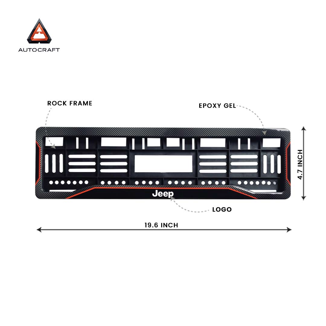 Car Number Plate Gel Frame - Jeep - Red Line