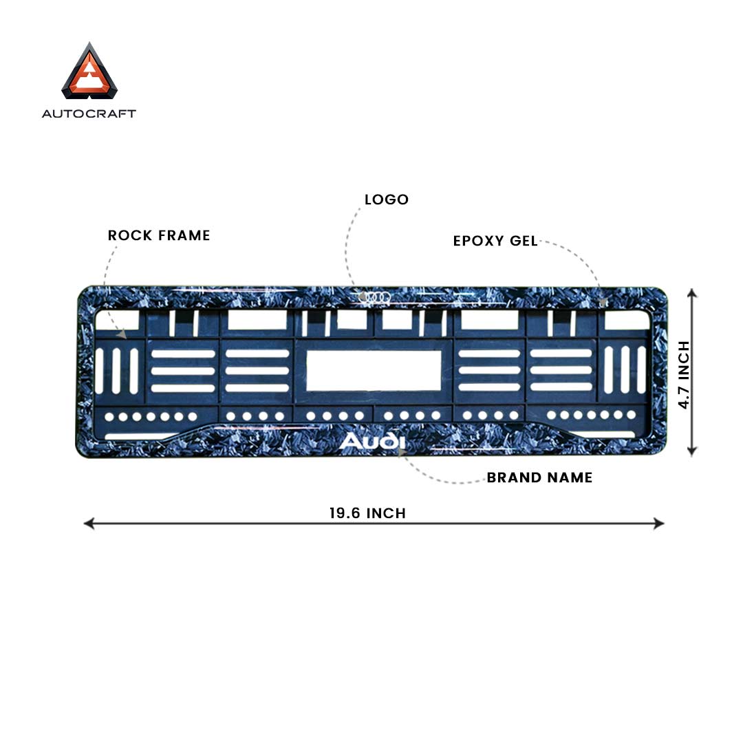 Car Number Plate Gel Frame - Audi - Forged Carbon HSRP number plate gel frame view 2