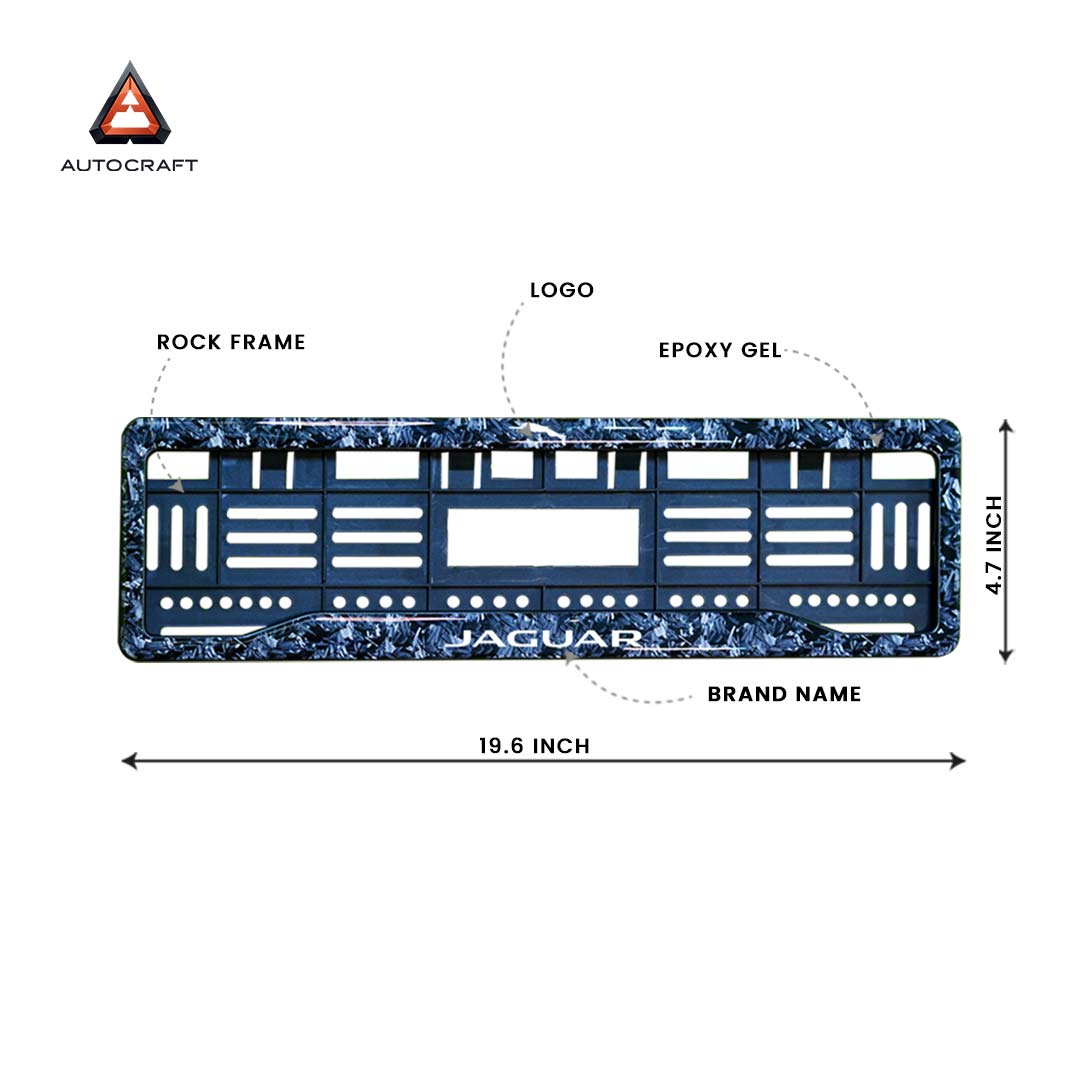 Car Number Plate Gel Frame - Jaguar - Forged Carbon HSRP number plate gel frame view 2