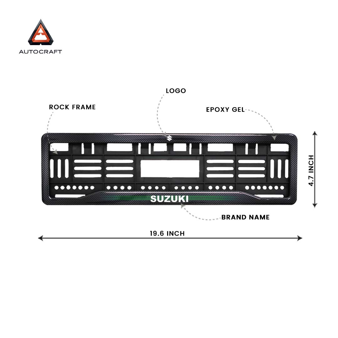 Car Number Plate Gel Frame - Suzuki - Green