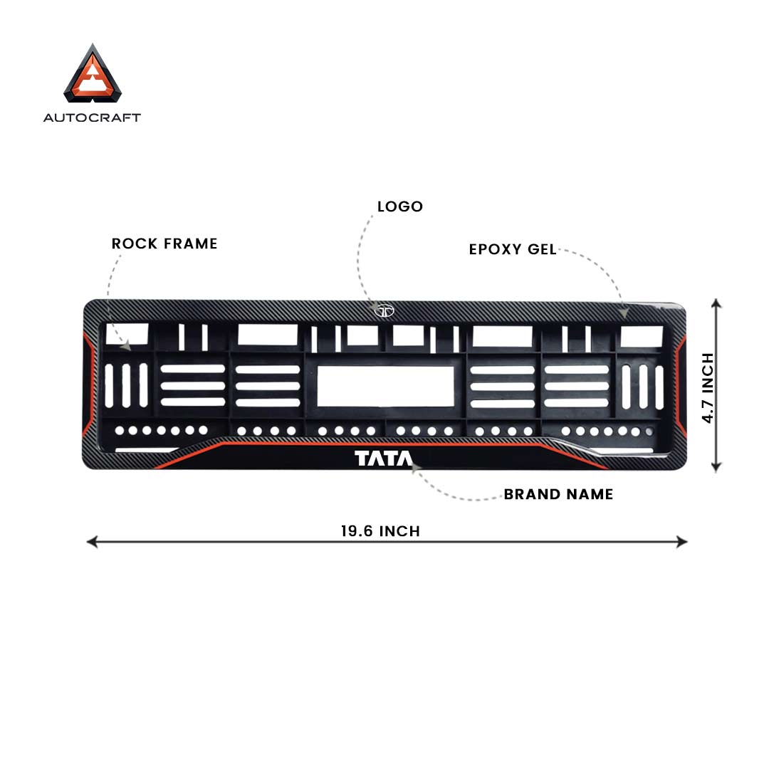Car Number Plate Gel Frame - TATA - Red Line