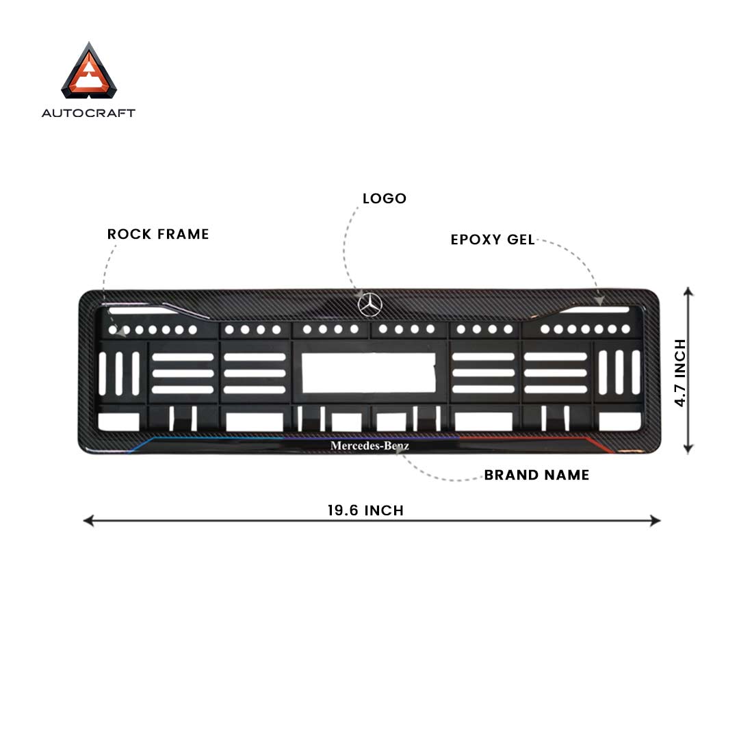 Car Number Plate Gel Frame - Benz - Red and Blue Line HSRP number plate gel frame view 2