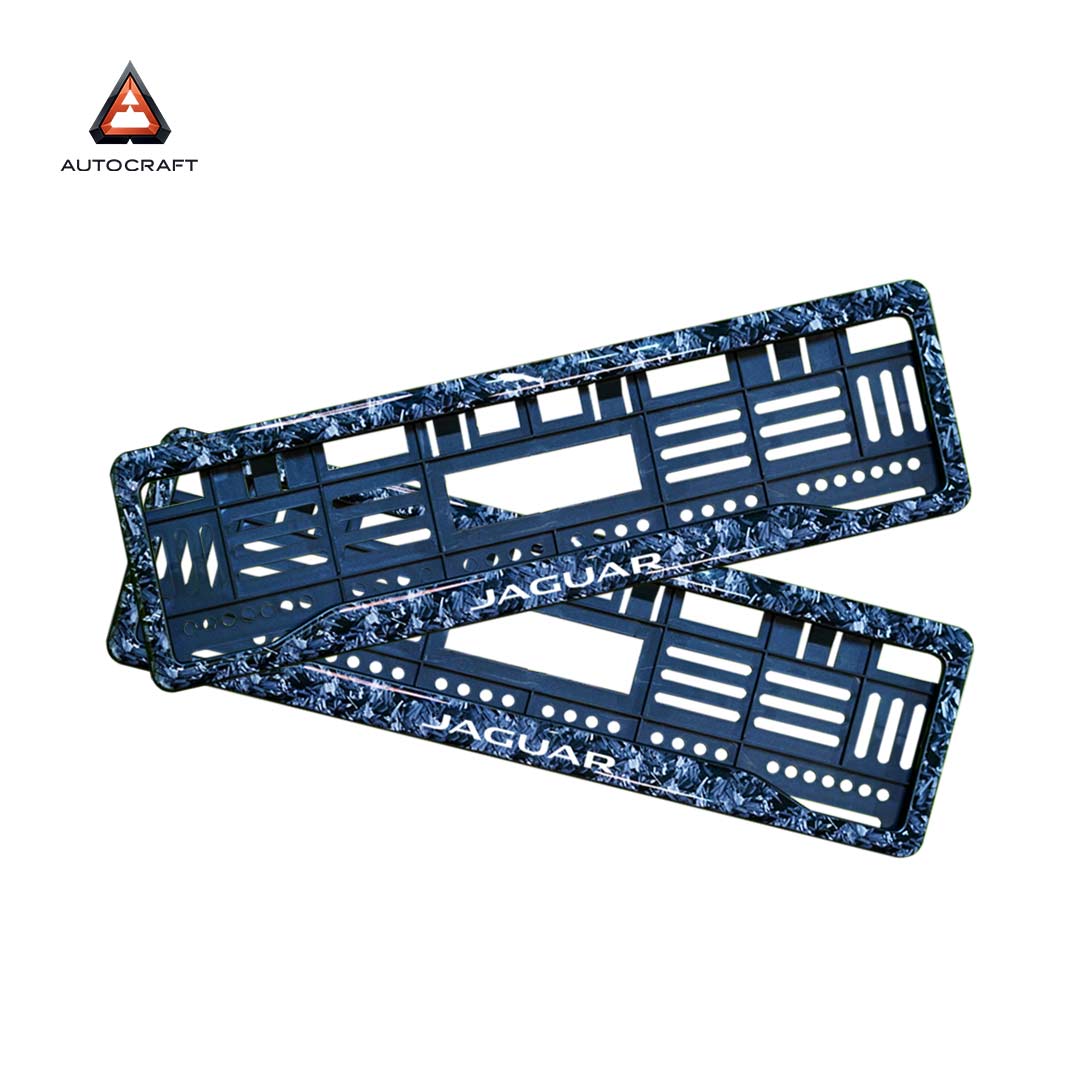 Car Number Plate Gel Frame - Jaguar - Forged Carbon HSRP number plate gel frame view 1