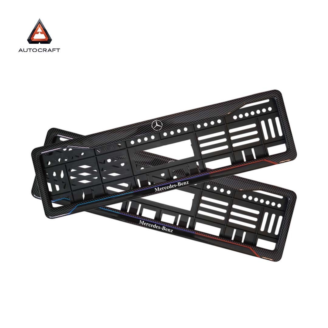 Car Number Plate Gel Frame - Benz - Red and Blue Line HSRP number plate gel frame view 1