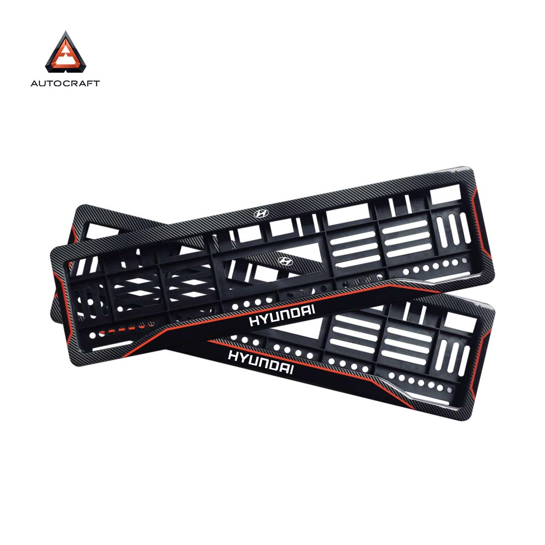 Car Number Plate Gel Frame - Hyundai - Red Line HSRP number plate gel frame view 1