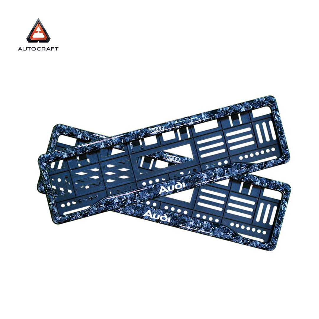 Car Number Plate Gel Frame - Audi - Forged Carbon HSRP number plate gel frame view 1