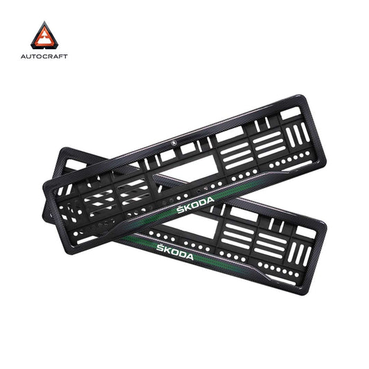 Car Number Plate Gel Frame - Skoda - Green Line