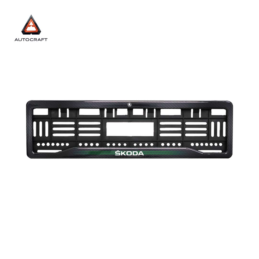 Car Number Plate Gel Frame - Skoda - Green Line HSRP number plate gel frame view 3