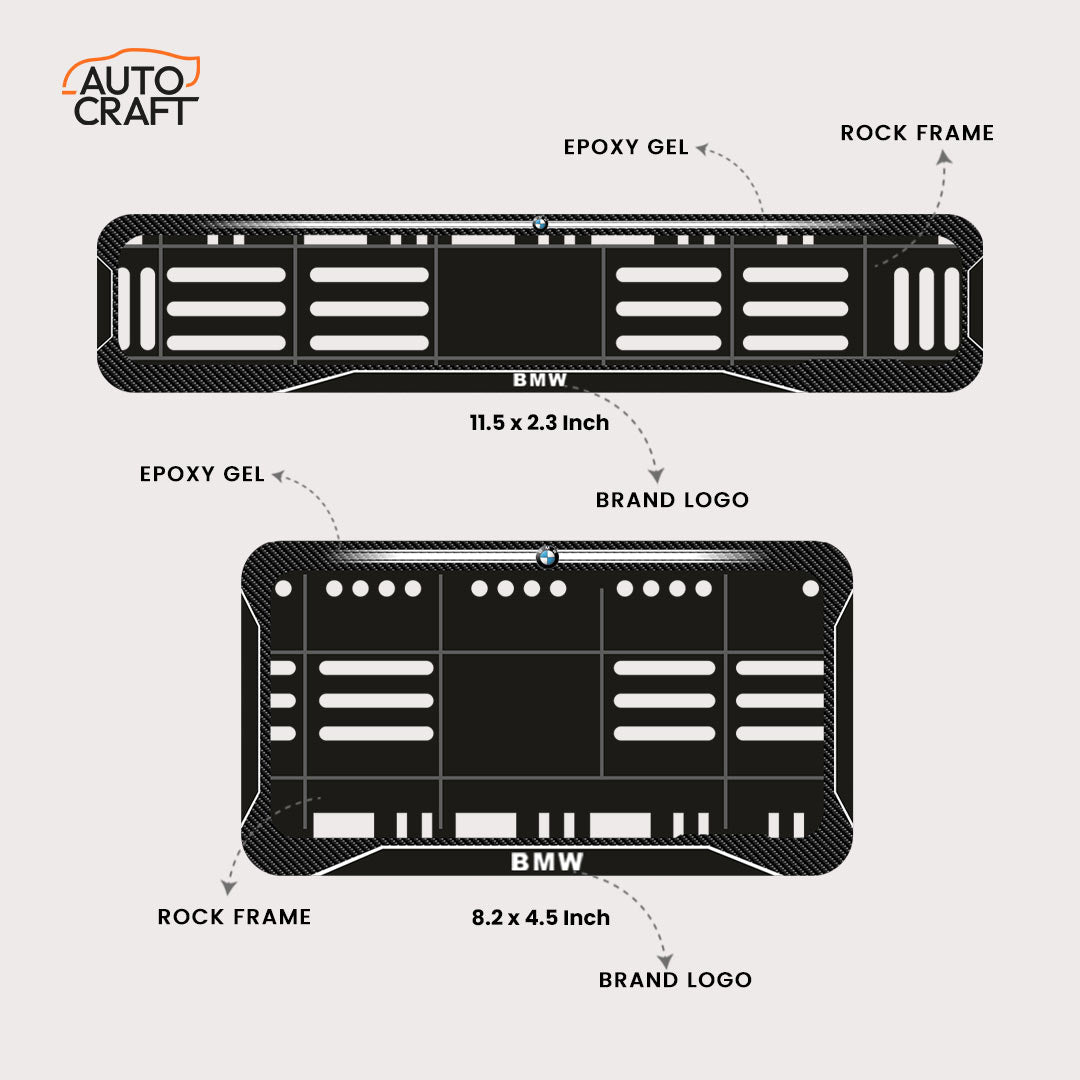 Bike Number Plate Gel Frame - BMW - Black with White Lines - Image 2