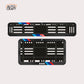 Bike Number Plate Gel Frame - BMW - Red & Blue Racing Stripes - Image 1