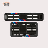 Bike Number Plate Gel Frame - BMW - Red & Blue Racing Stripes - Image 1