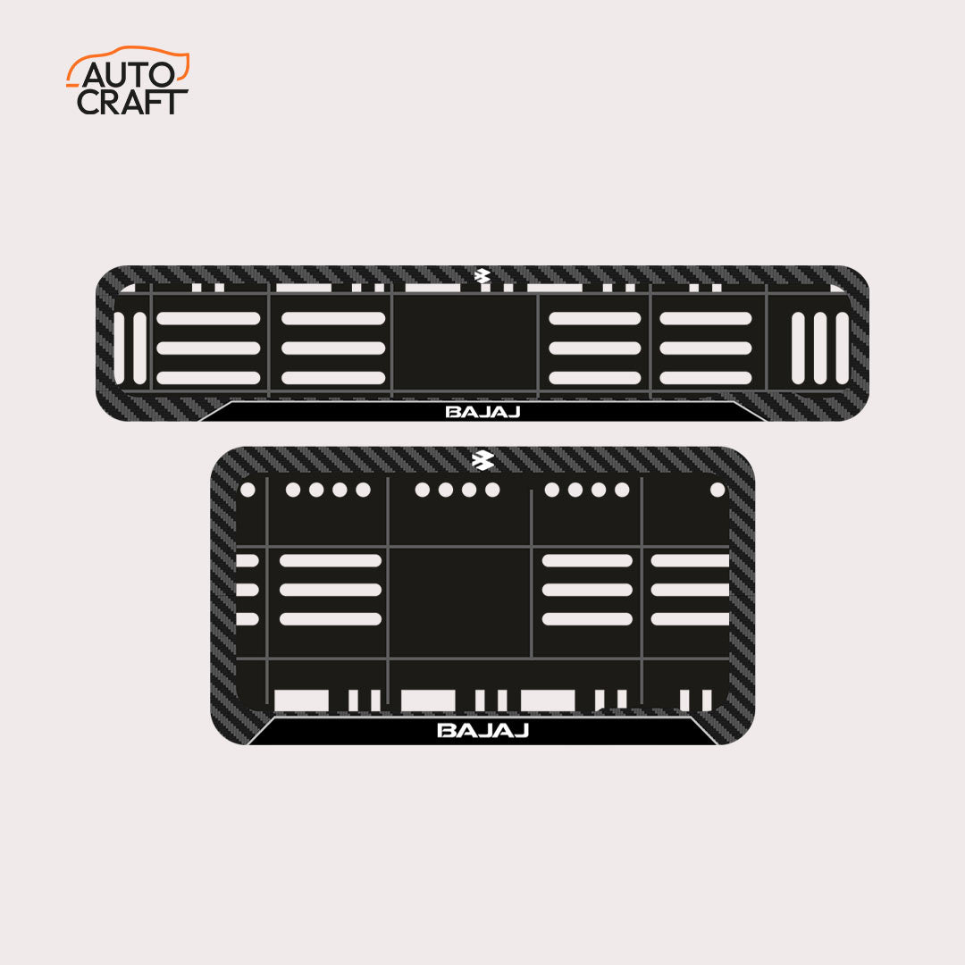 Bike Number Plate Gel Frame - Bajaj - Black Pattern - Image 1