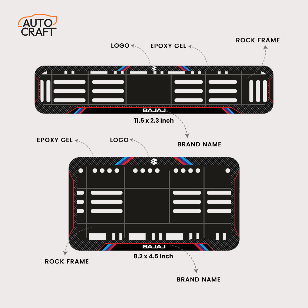 Bike Number Plate Gel Frame - Bajaj - Red & Blue Lines - Image 2