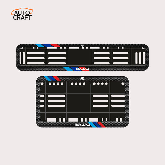 Bike Number Plate Gel Frame - Bajaj - Red & Blue Racing Stripes - Image 1