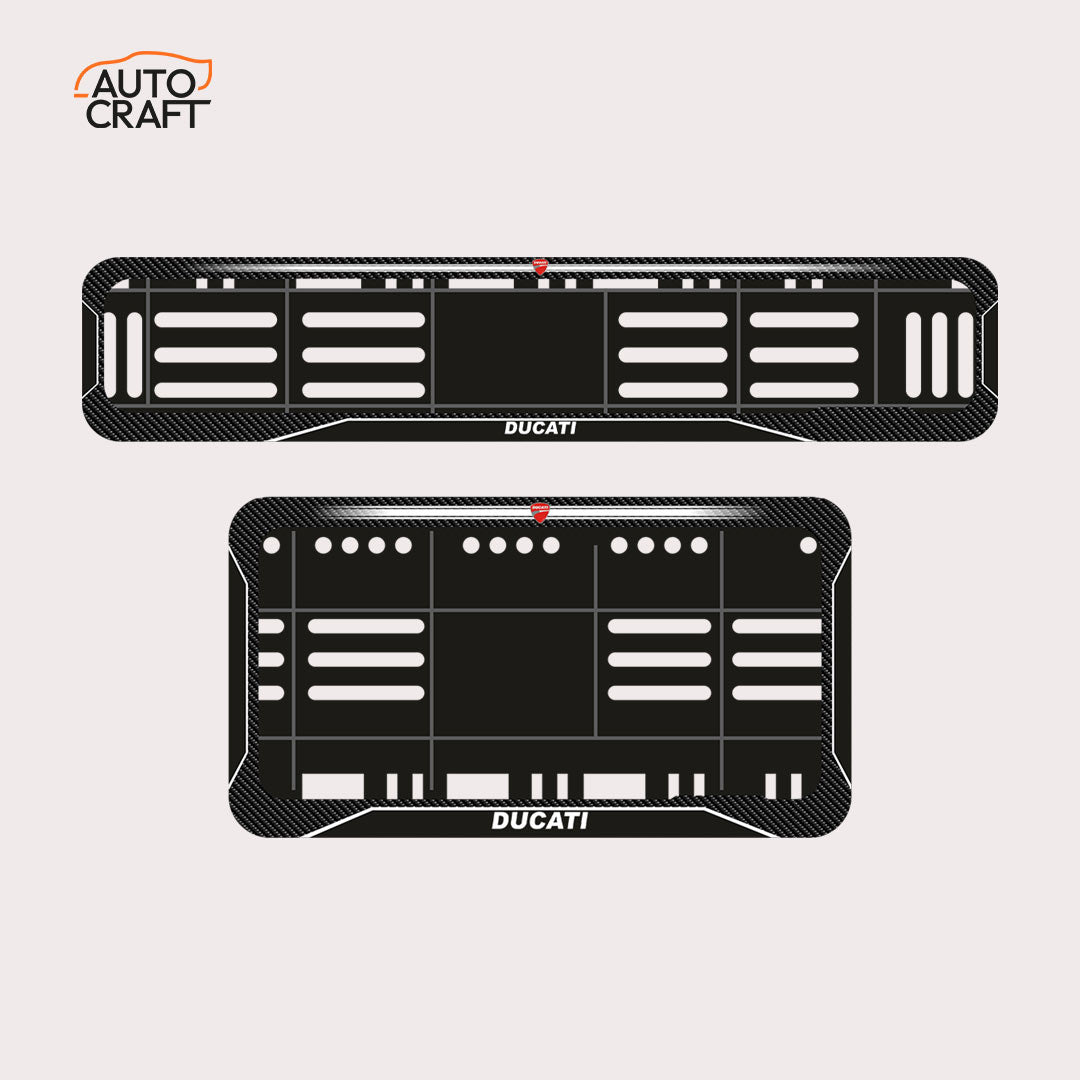 Bike Number Plate Gel Frame - Ducati - Black with White Lines - Image 1
