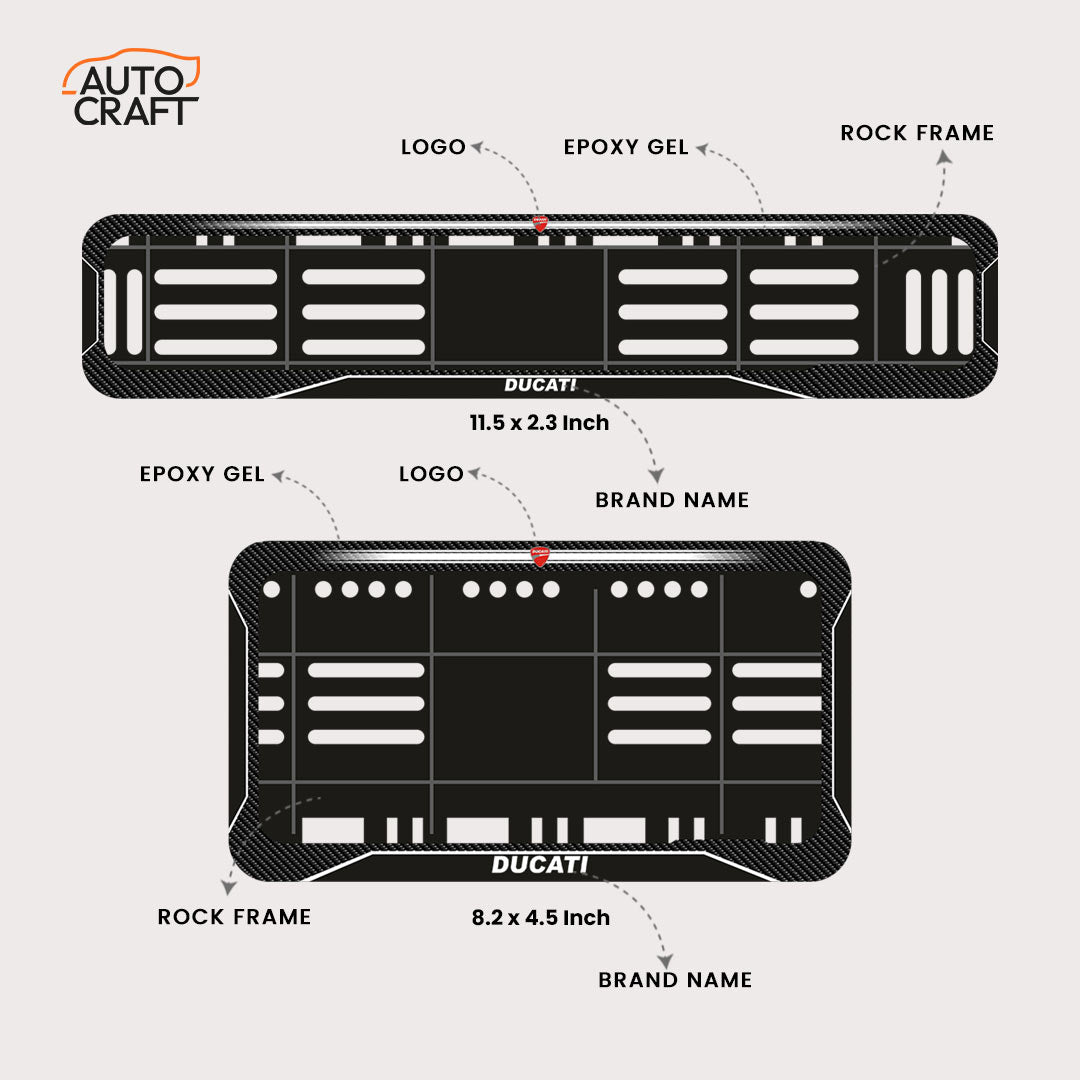 Bike Number Plate Gel Frame - Ducati - Black with White Lines - Image 2