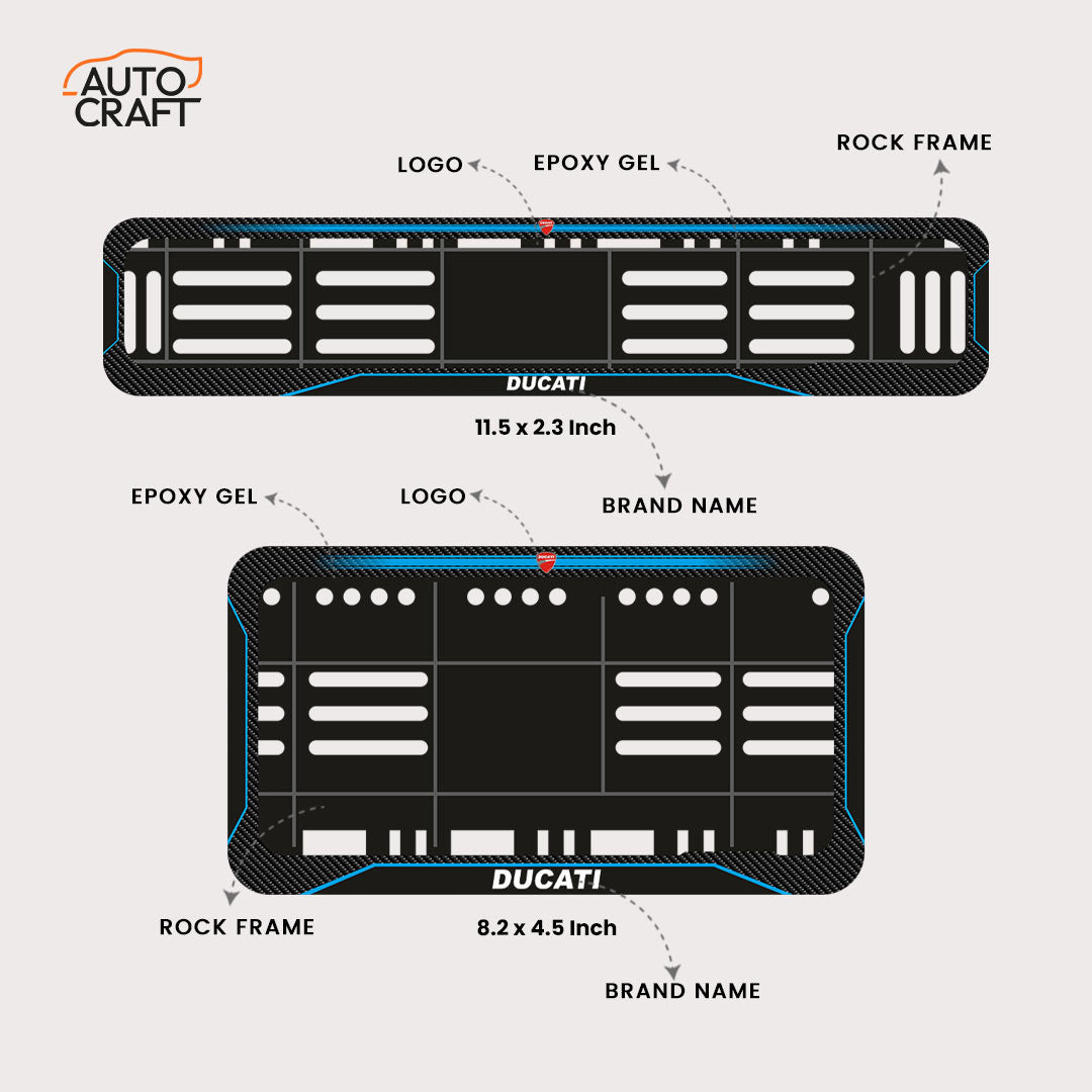 Bike Number Plate Gel Frame - Ducati - Blue Line - Image 2