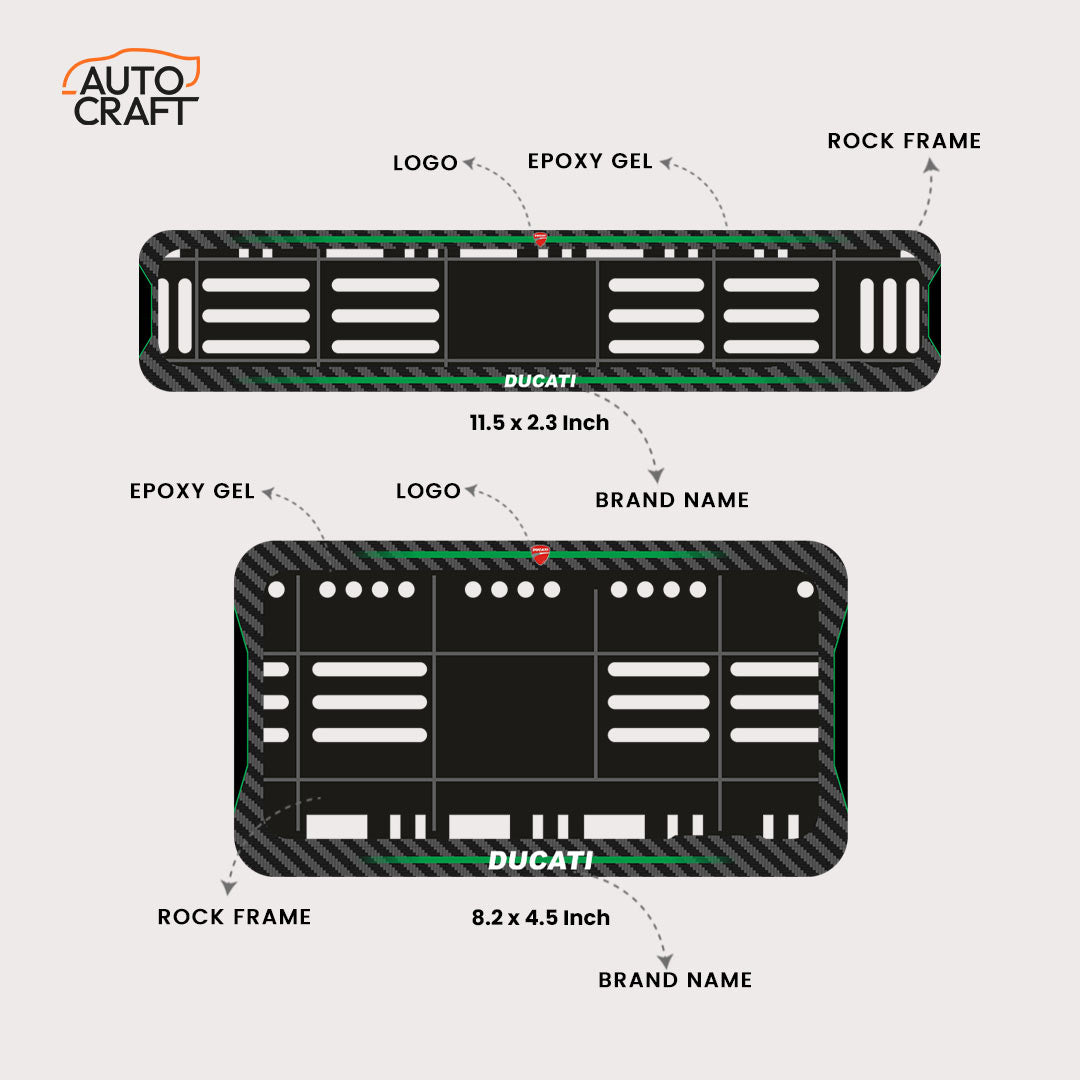 Bike Number Plate Gel Frame - Ducati - Green Line - Image 2