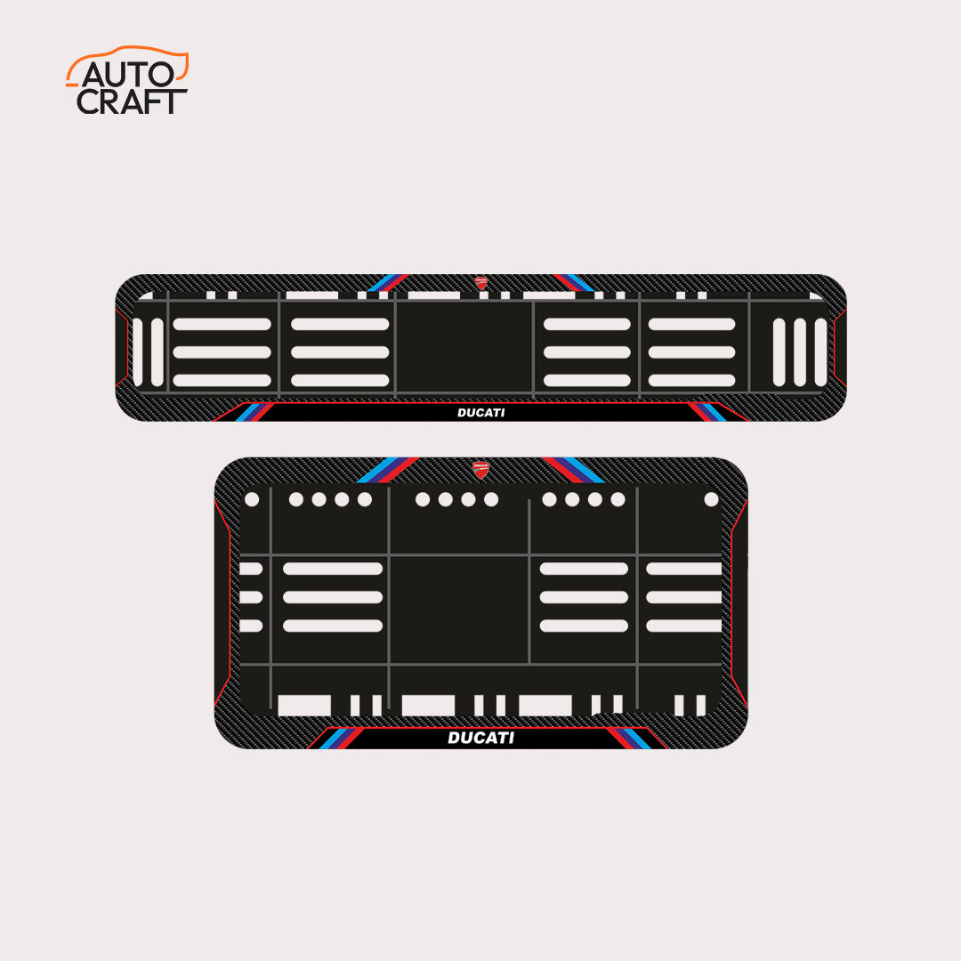 Bike Number Plate Gel Frame - Ducati - Red & Blue Lines - Image 1