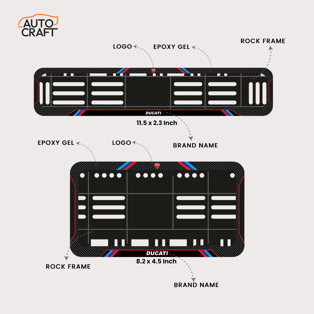 Bike Number Plate Gel Frame - Ducati - Red & Blue Lines - Image 2