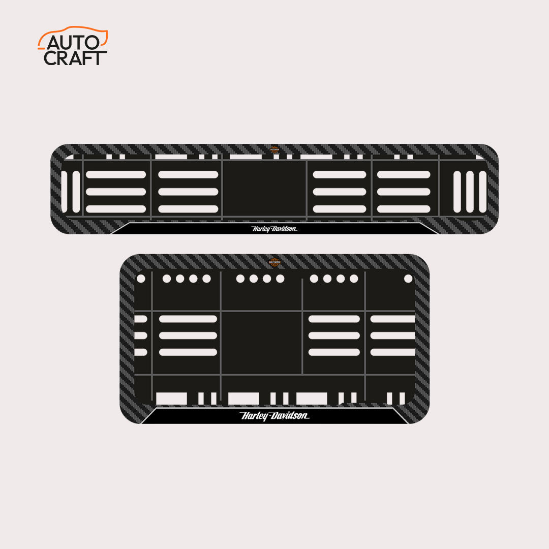 Bike Number Plate Gel Frame - Harley Davidson - Black Pattern - Image 1