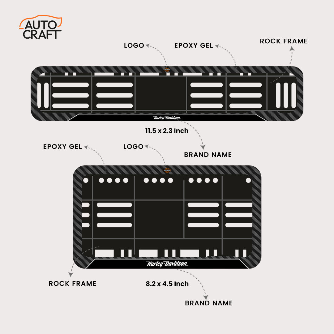 Bike Number Plate Gel Frame - Harley Davidson - Black Pattern - Image 2