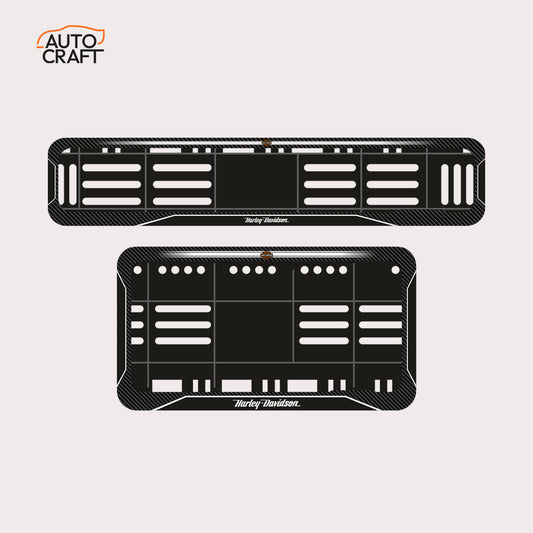 Bike Number Plate Gel Frame - Harley Davidson - Black with White Lines - Image 1
