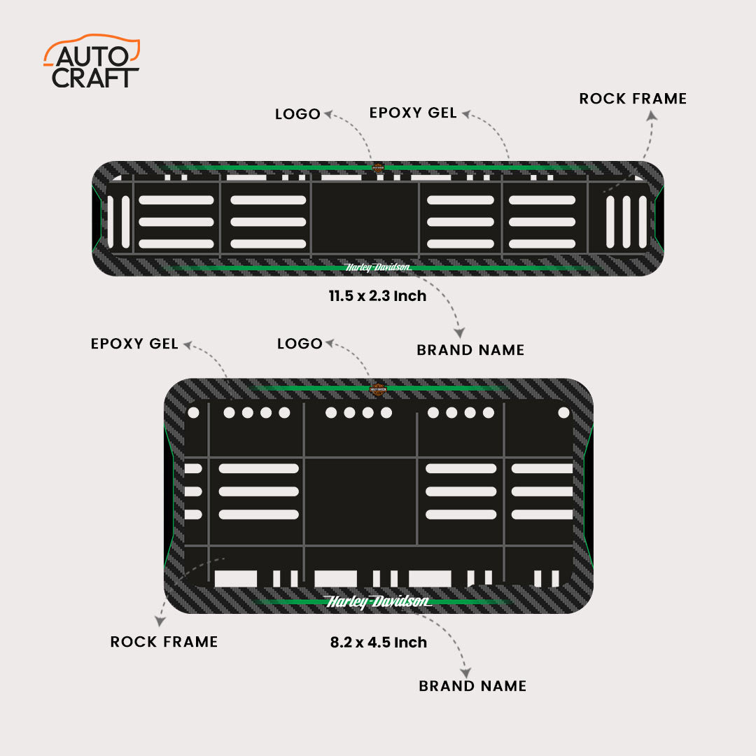 Bike Number Plate Gel Frame - Harley Davidson - Green Line - Image 2