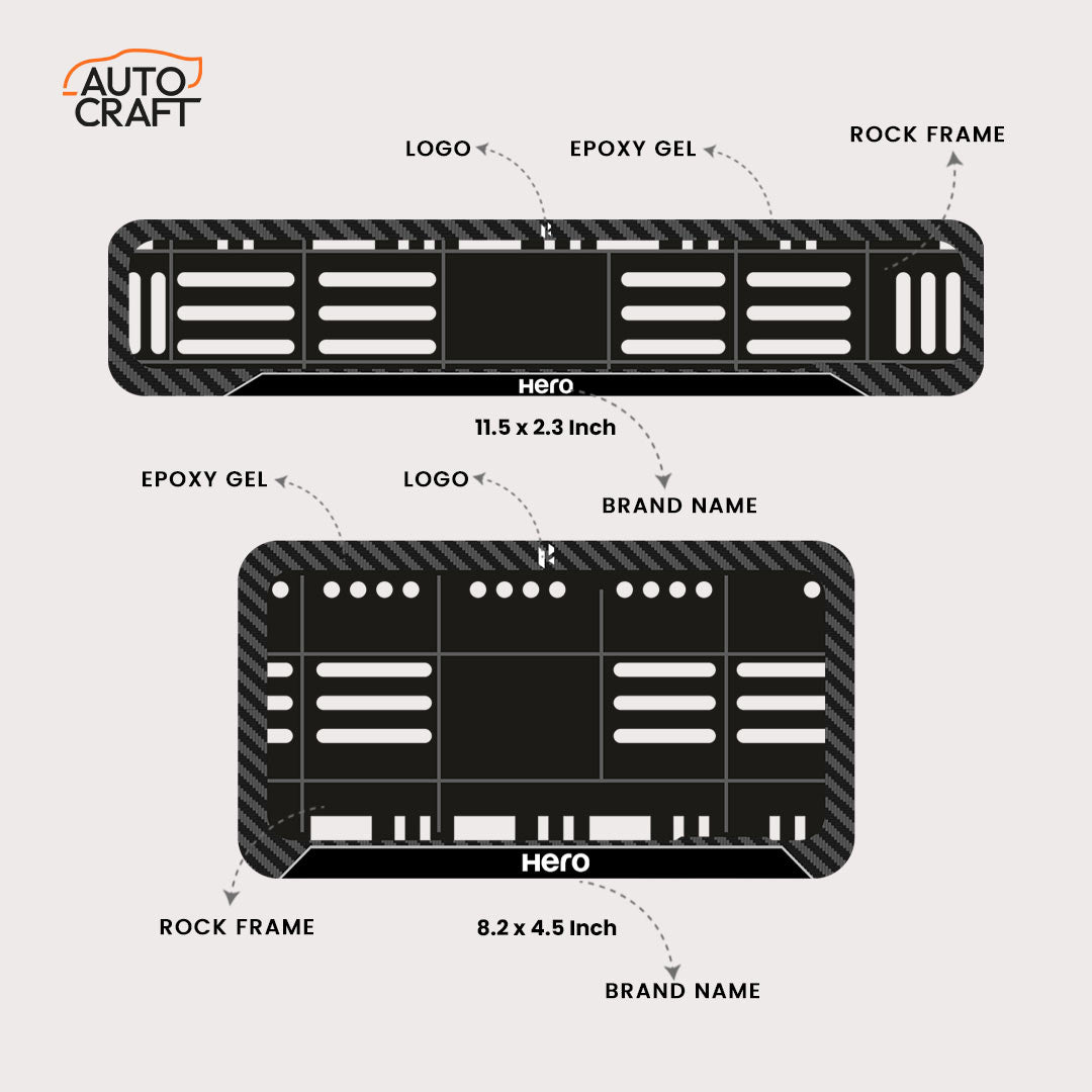Bike Number Plate Gel Frame - Hero - Black Pattern - Image 2