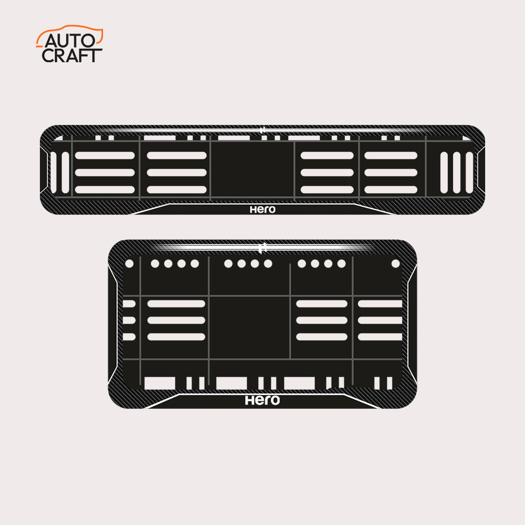 Bike Number Plate Gel Frame - Hero - Black with White Lines - Image 1