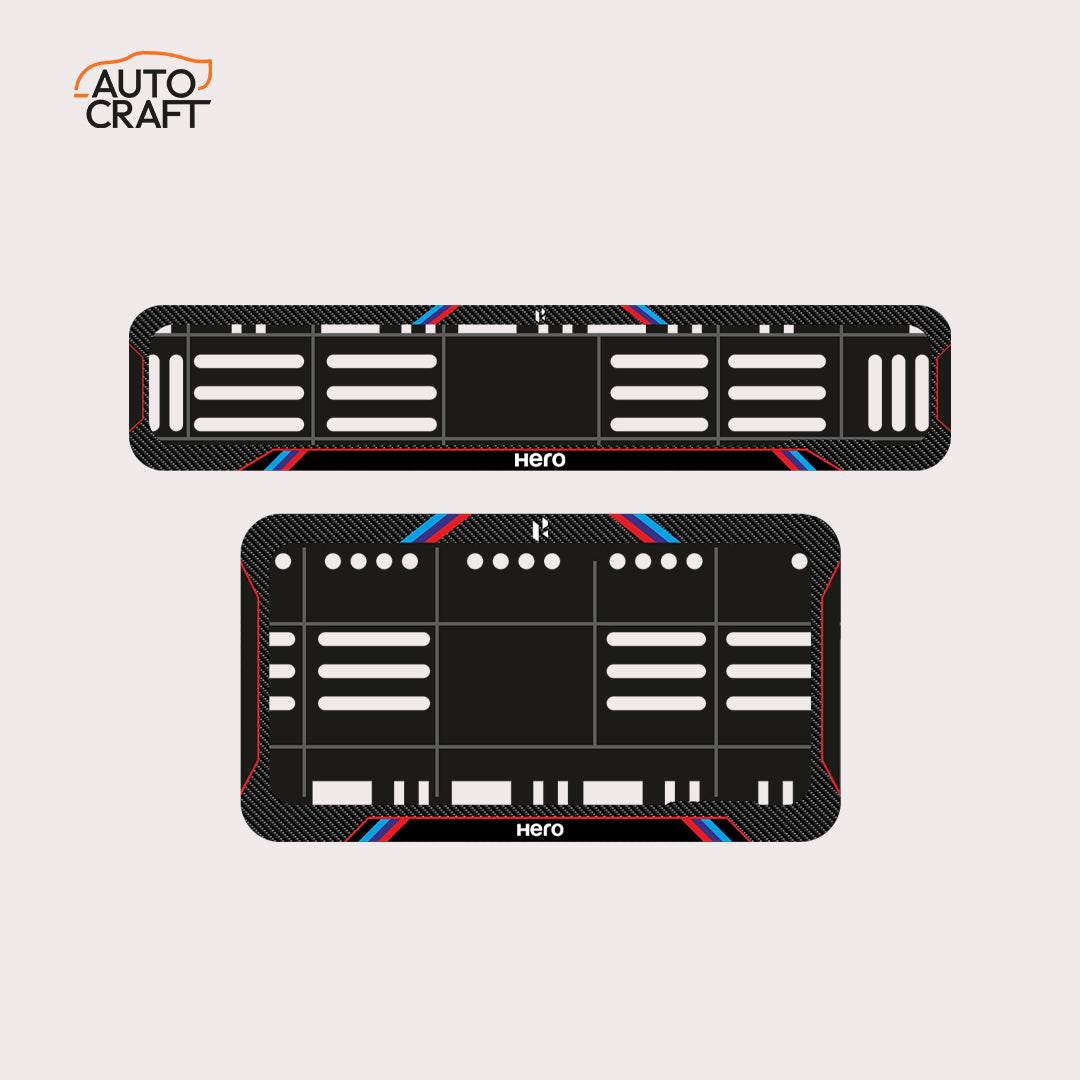 Bike Number Plate Gel Frame - Hero - Red & Blue Lines - Image 1