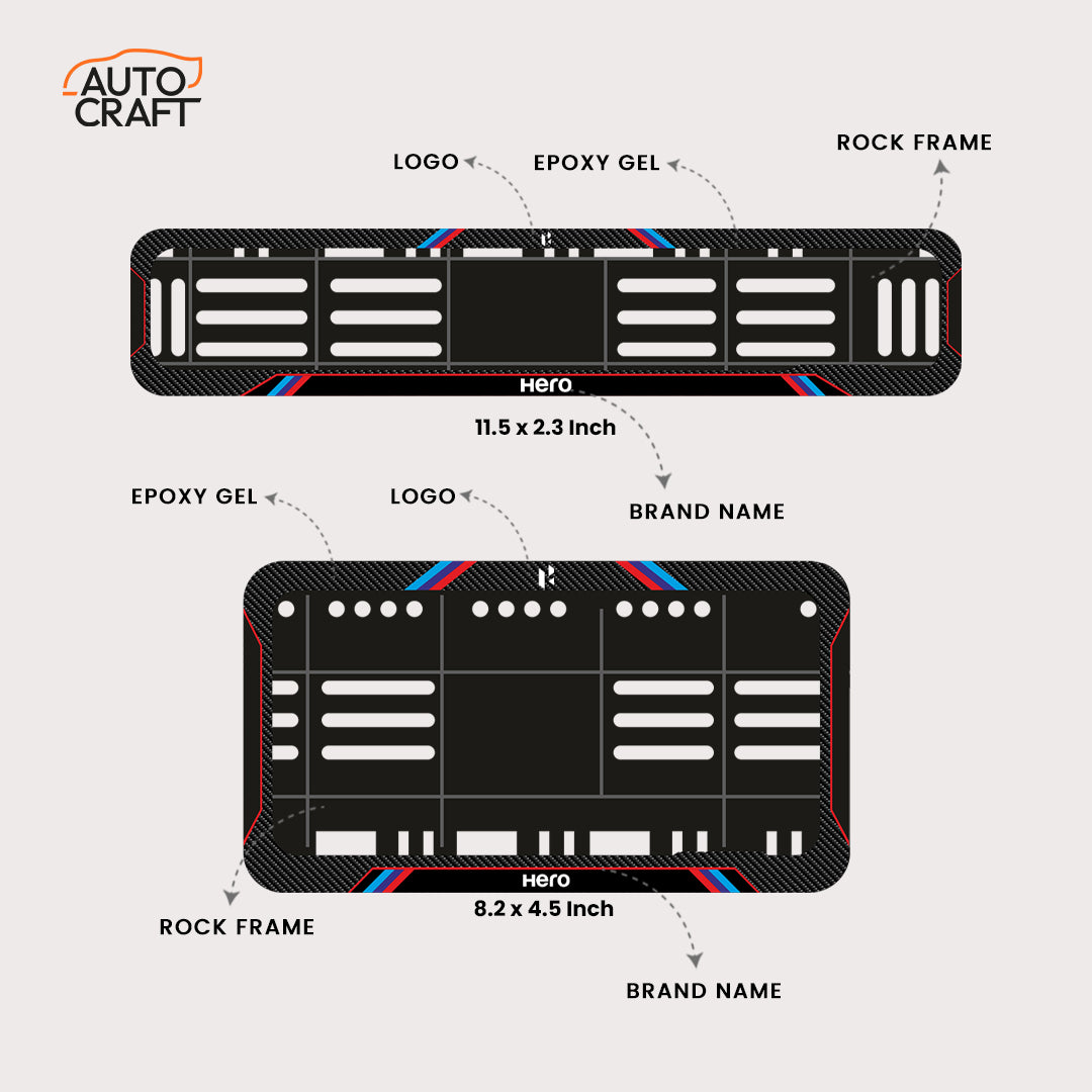 Bike Number Plate Gel Frame - Hero - Red & Blue Lines - Image 2
