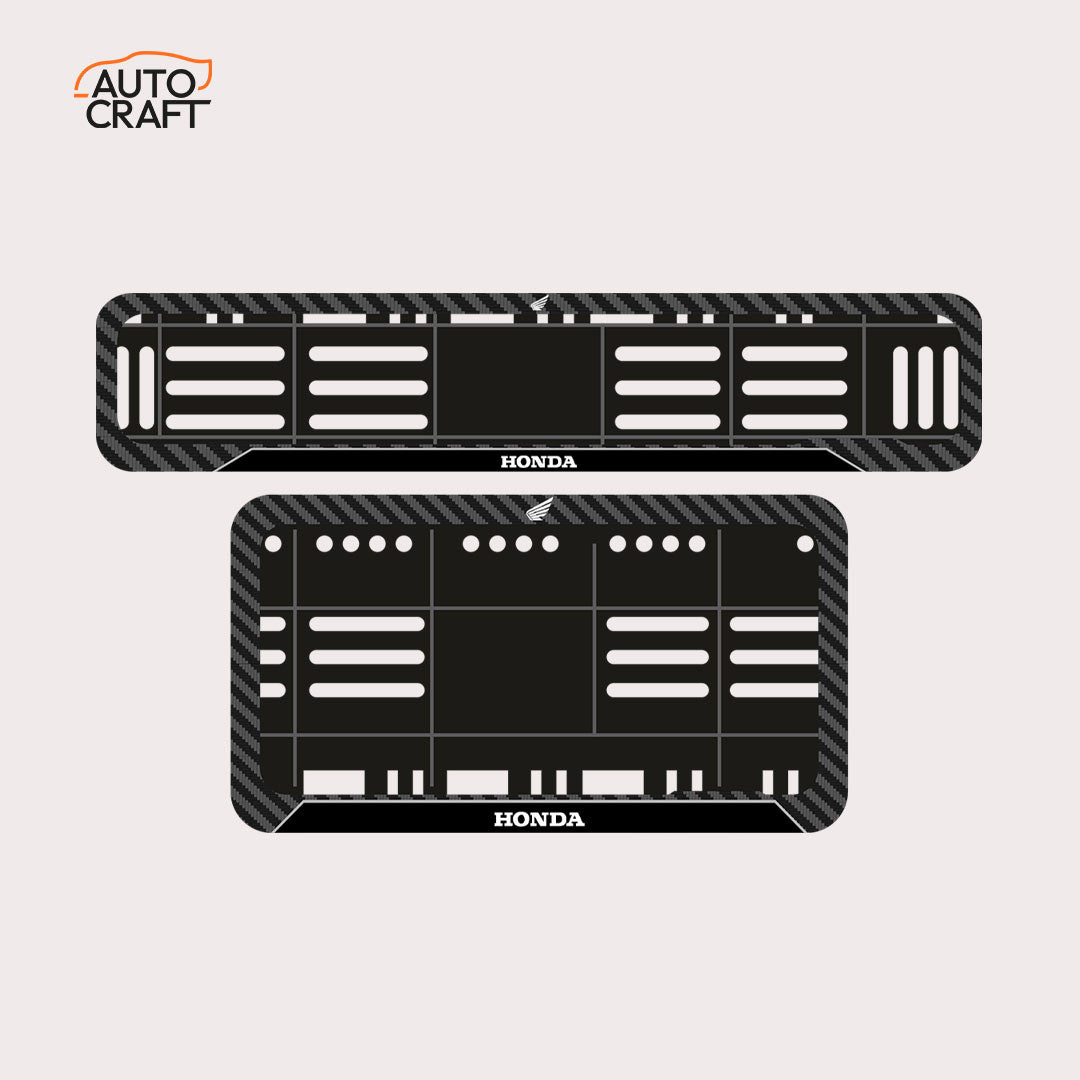 Bike Number Plate Gel Frame - Honda - Black Pattern - Image 1