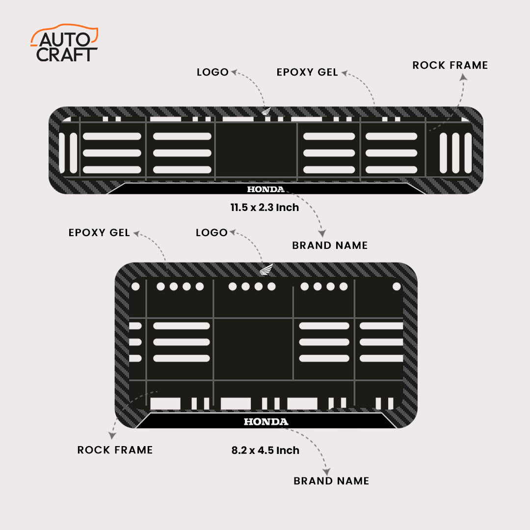 Bike Number Plate Gel Frame - Honda - Black Pattern - Image 2