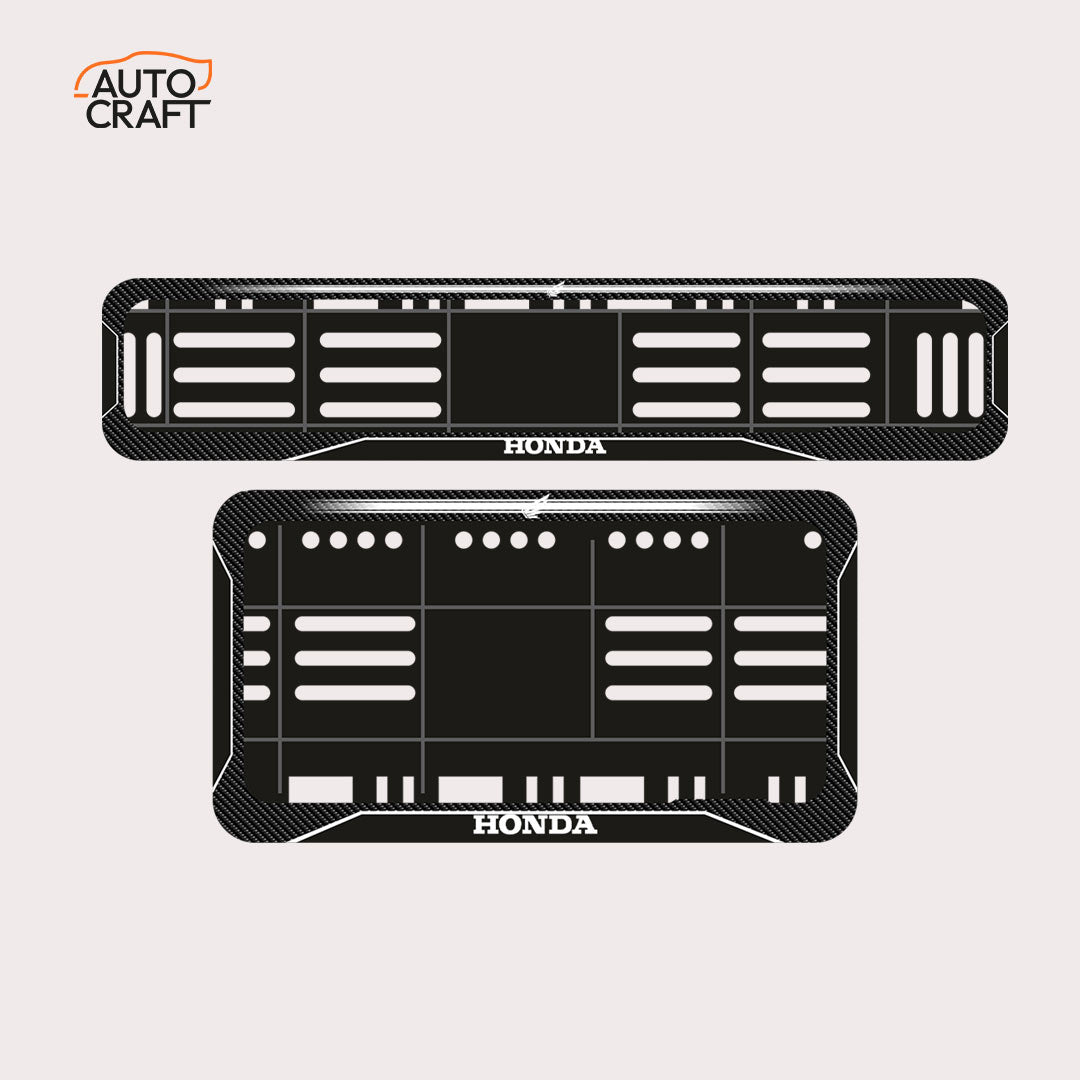 Bike Number Plate Gel Frame - Honda - Black with White Lines - Image 1