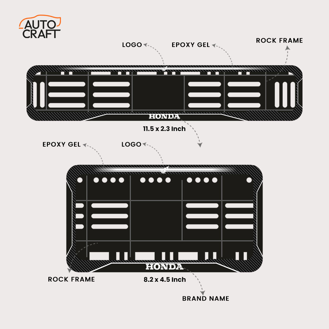 Bike Number Plate Gel Frame - Honda - Black with White Lines - Image 2
