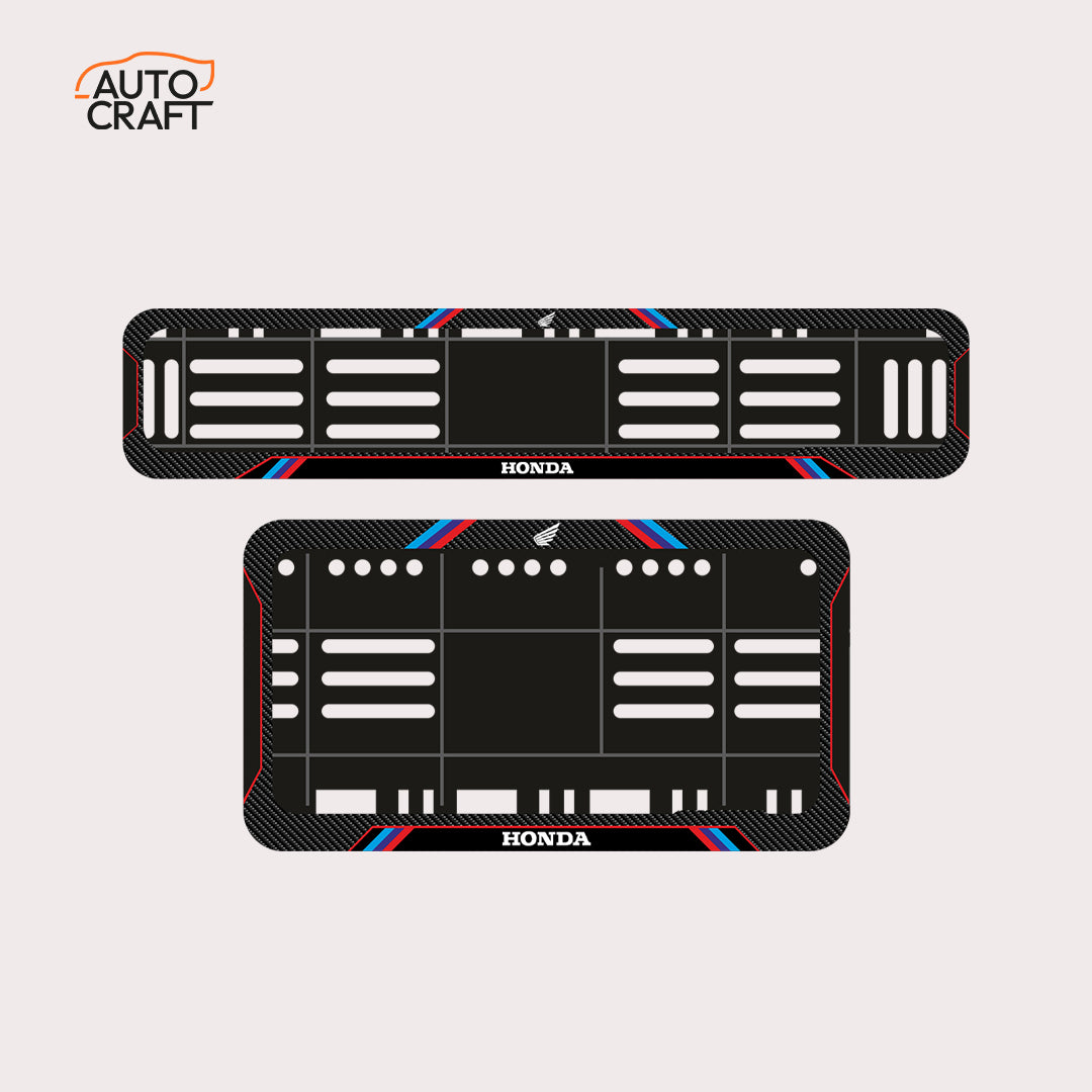 Bike Number Plate Gel Frame - Honda - Red & Blue Lines - Image 1