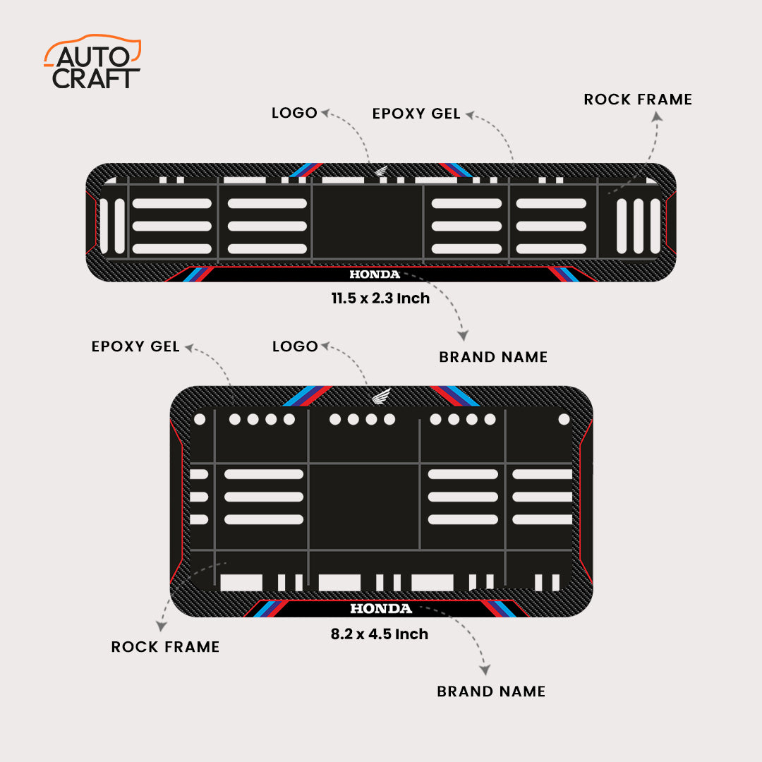 Bike Number Plate Gel Frame - Honda - Red & Blue Lines - Image 2
