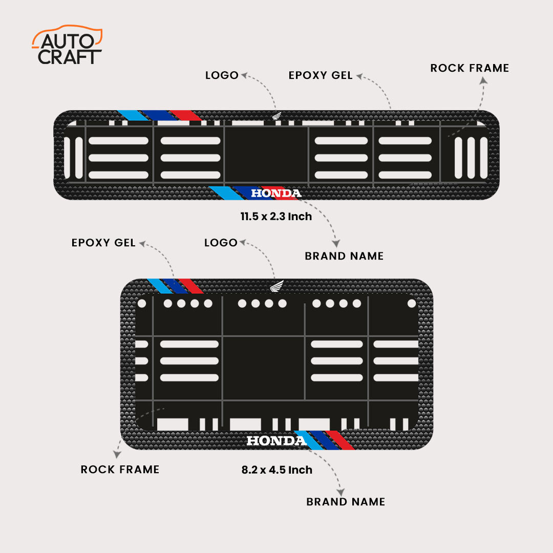 Bike Number Plate Gel Frame - Honda - Red & Blue Racing Stripes - Image 2
