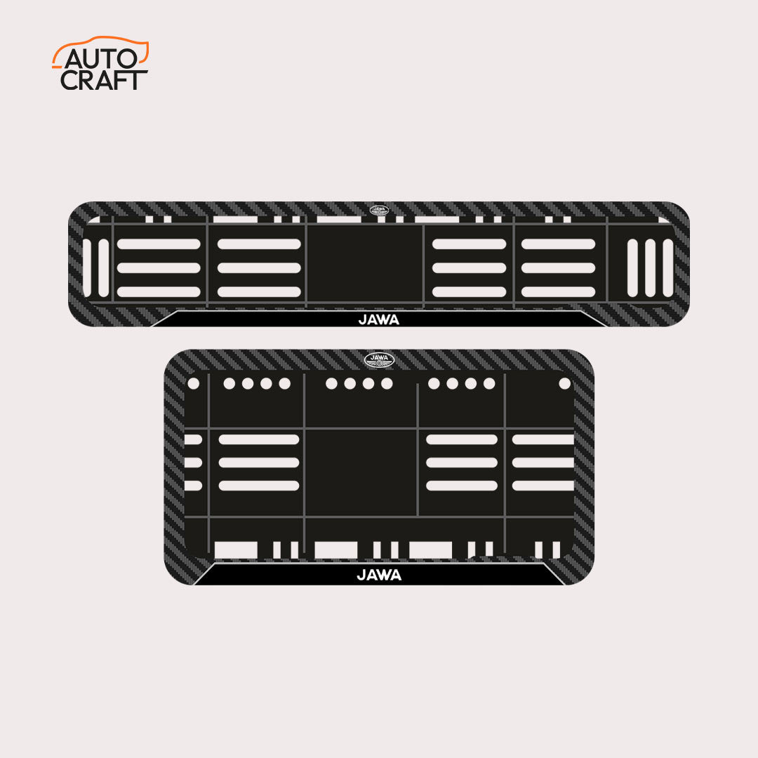 Bike Number Plate Gel Frame - Jawa - Black Pattern - Image 1