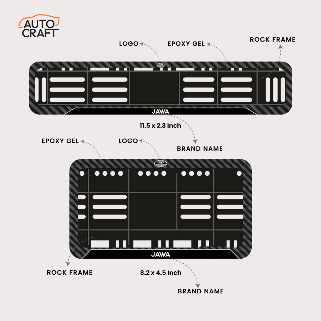 Bike Number Plate Gel Frame - Jawa - Black Pattern - Image 2