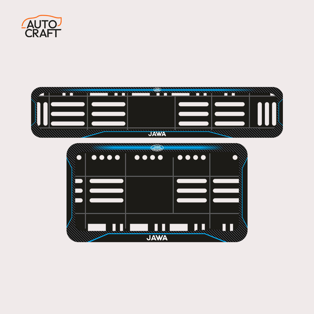 Bike Number Plate Gel Frame - Jawa - Blue Line - Image 1