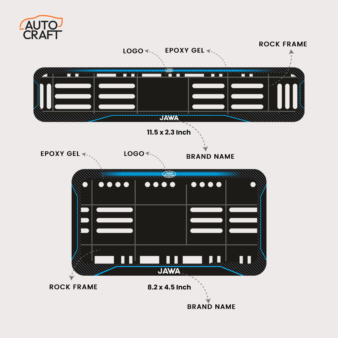 Bike Number Plate Gel Frame - Jawa - Blue Line - Image 2